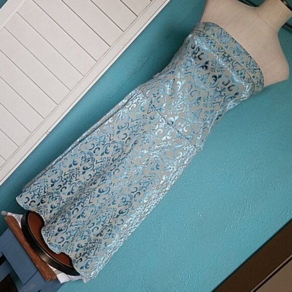 Dress Strapless Metallic Teal Tan Teeze Me Juniors WOMEN'S WOMAN'S Size 7 - Picture 8 of 9